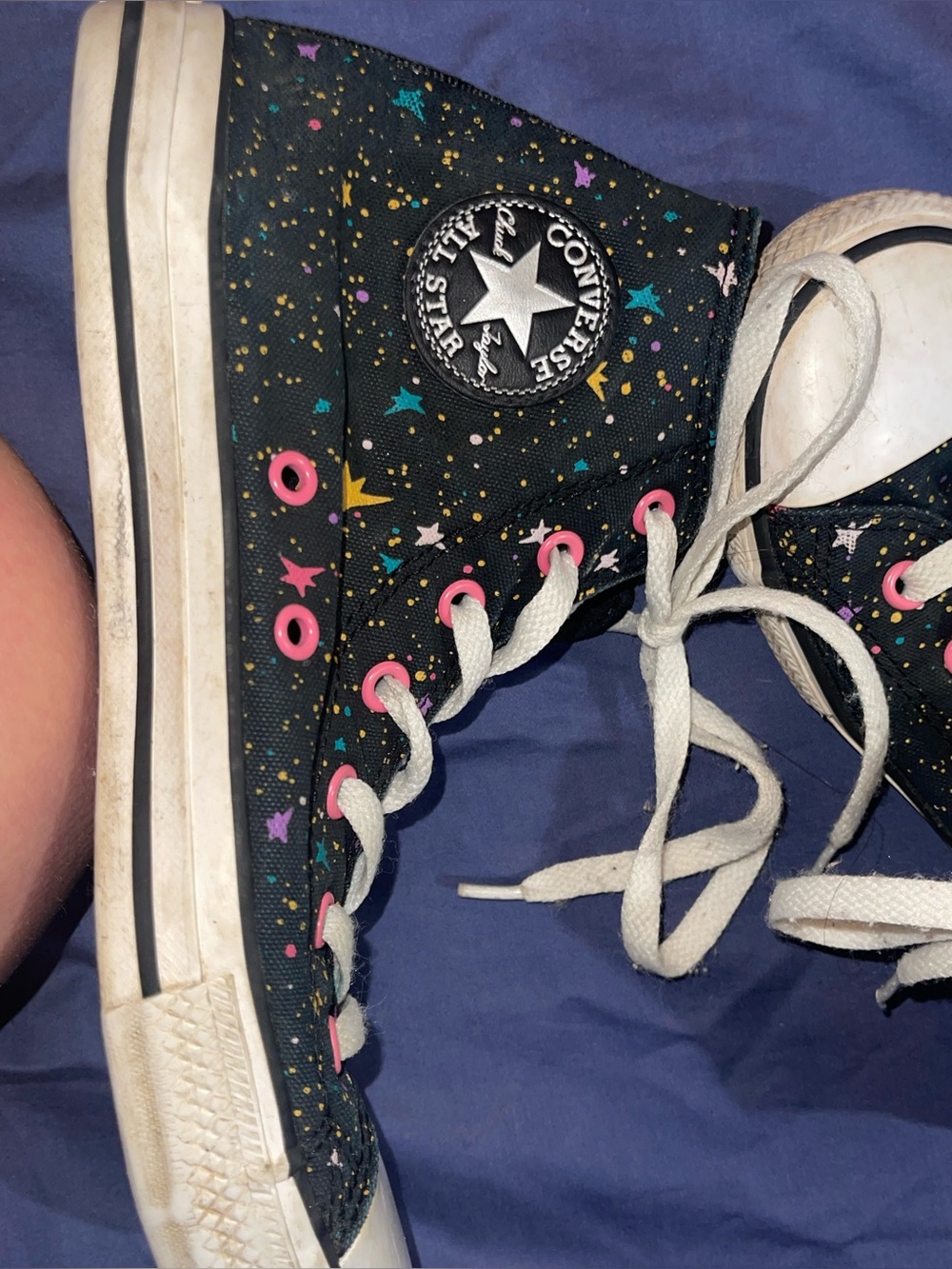 Converse Black High Top Sneakers with Multicolor Star Speckle